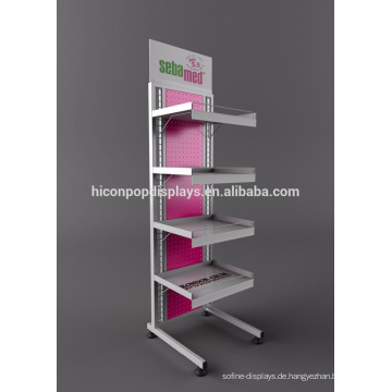 Ökonomische Metall-Boden-Display-Stände für Apotheke, bewegliche 4-Tier Medizin Apotheke Display Stand